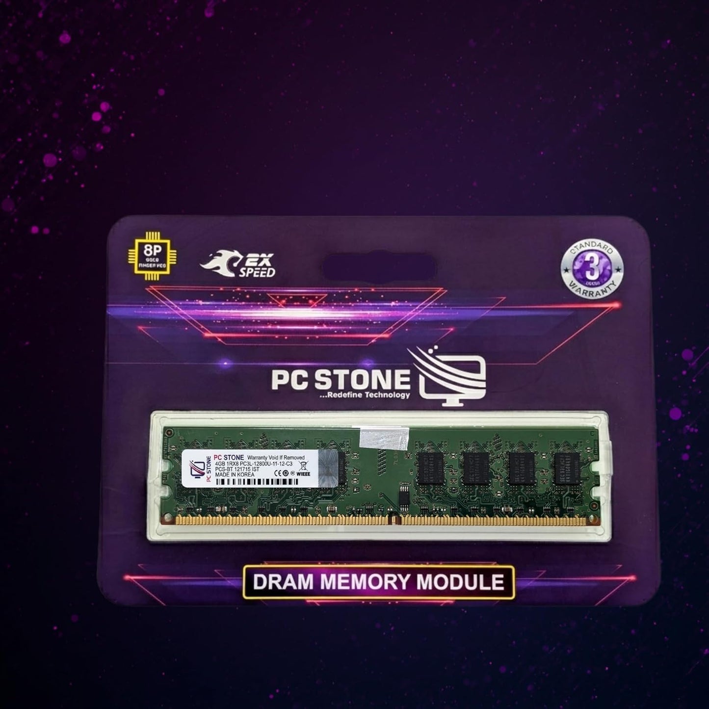PC STONE 4GB DDR3 Desktop RAM PC3L-12800 (DDR3-1600) 240-Pin DIMM Memory Module