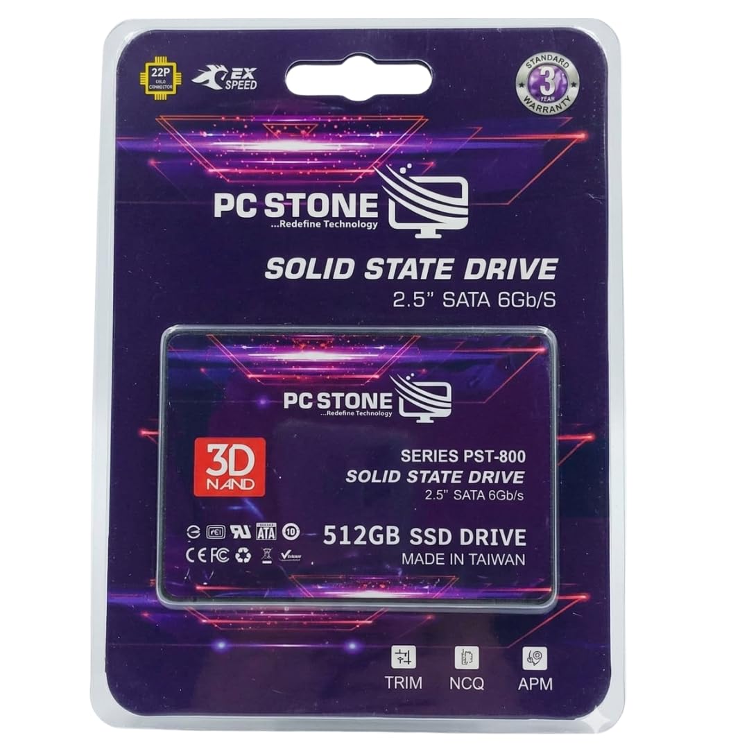 PC STONE 512GB SATA III 2.5 Inch Internal SSD | 6Gb/s | For Laptop & Desktop