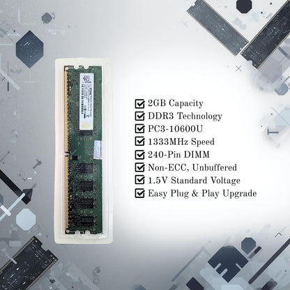 PC STONE 2GB DDR3 Desktop RAM 1333MHz PC3-10600U DIMM Memory Module for Intel & AMD Desktop PCs