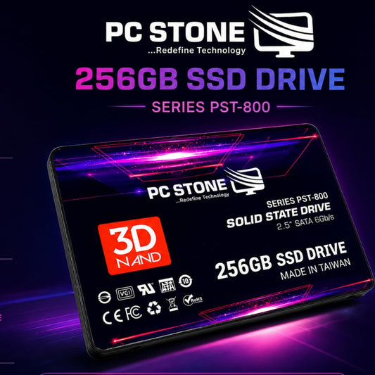 PC STONE 256GB SATA III 2.5 Inch Internal SSD | 6Gb/s | For Laptop & Desktop