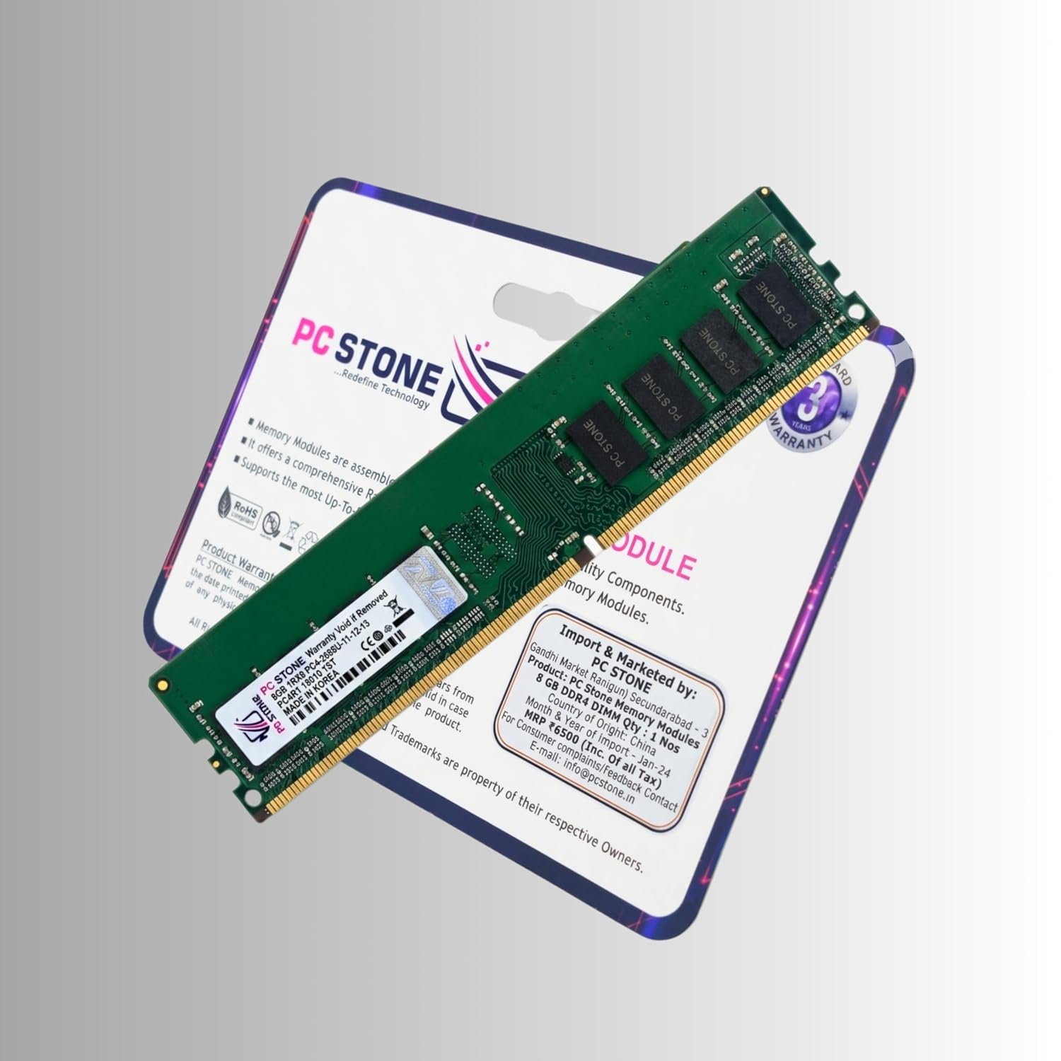 PC STONE 8GB DDR4 Desktop RAM 2666MHz UDIMM Memory Module