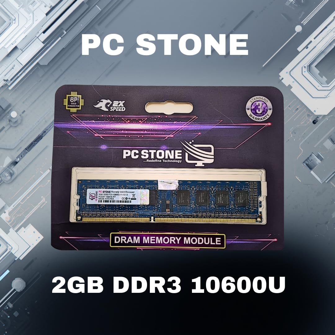 PC STONE 2GB DDR3 Desktop RAM 1333MHz PC3-10600U DIMM Memory Module for Intel & AMD Desktop PCs