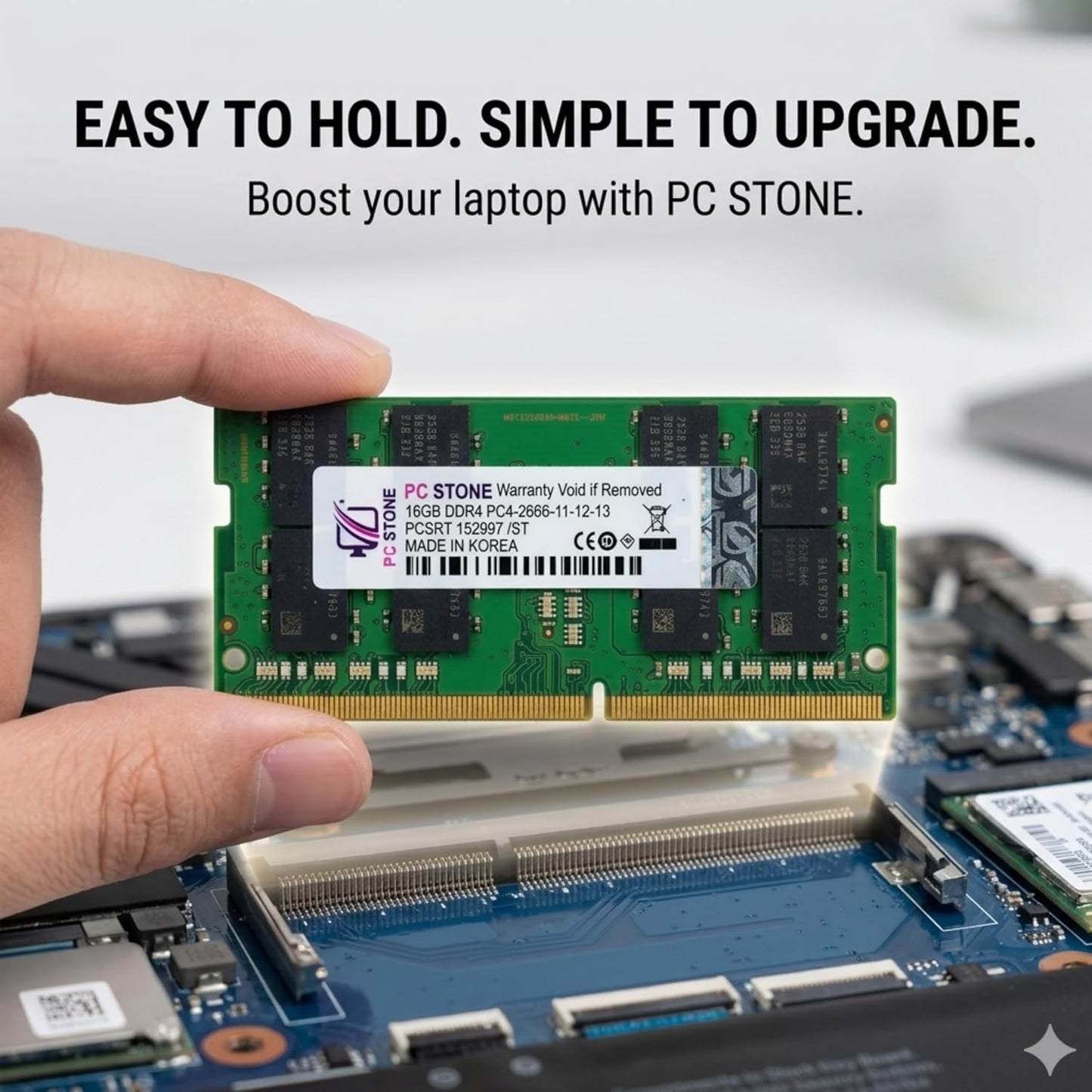 PC STONE 16GB DDR4 Laptop RAM PC4-2666U 2666MHz SO-DIMM Memory Module
