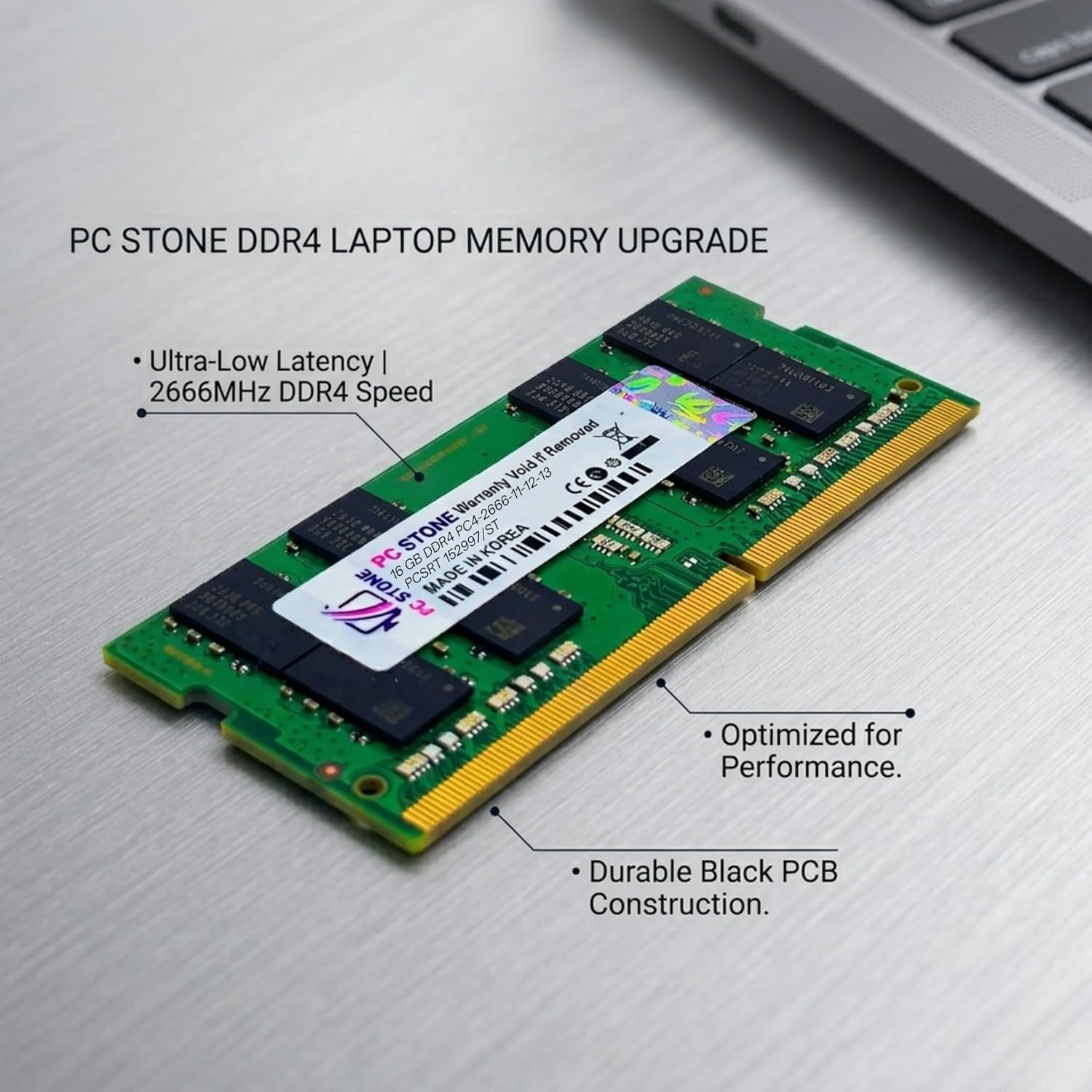 PC STONE 16GB DDR4 Laptop RAM PC4-2666U 2666MHz SO-DIMM Memory Module