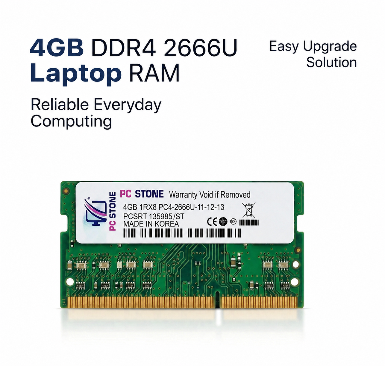 PC STONE 4GB DDR4 laptop RAM 2666MHz | PC4-2666U DIMM Memory Module